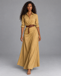 Carovalen Belted Shirt Collar Maxi Dress, view 1