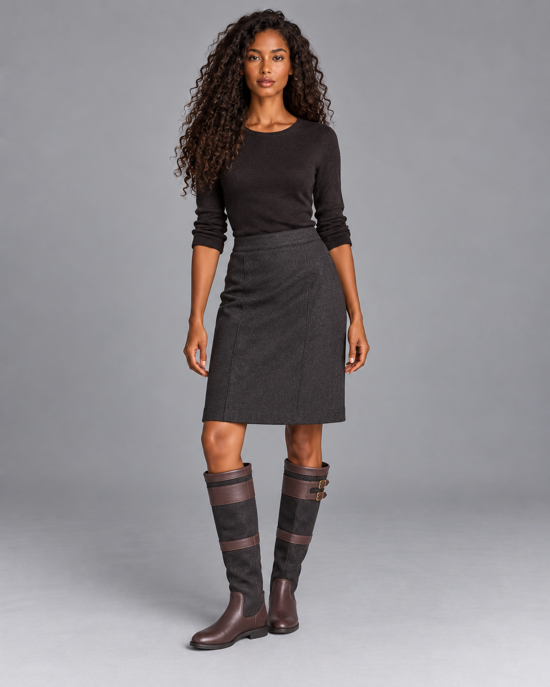 Carovalen Buckle-Strap Knee-High Boots, view 2