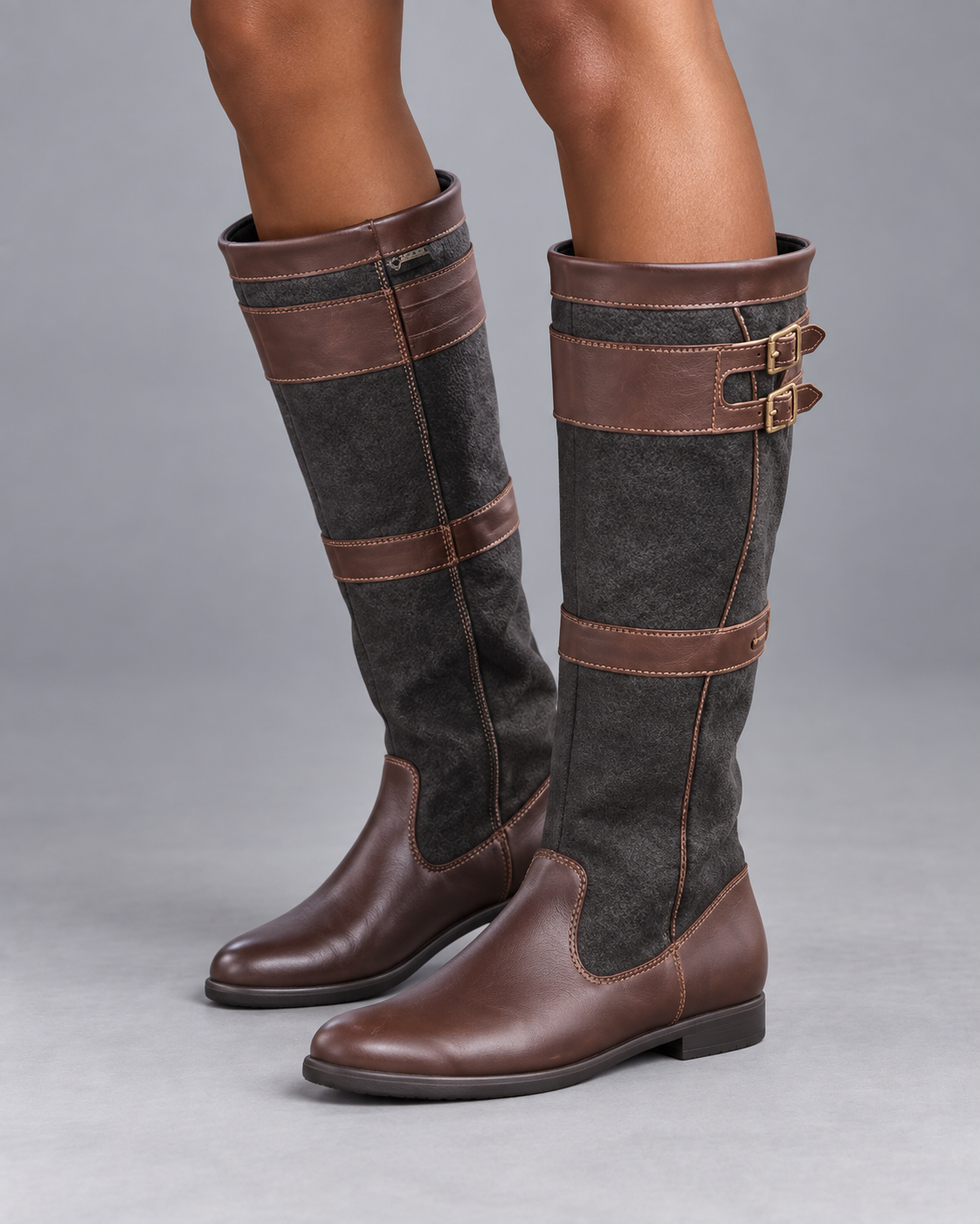 Carovalen Buckle-Strap Knee-High Boots, view 3