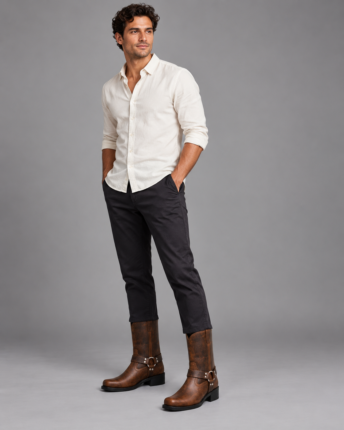 Carovalen Harness Mid-Calf Western Boots, view 1