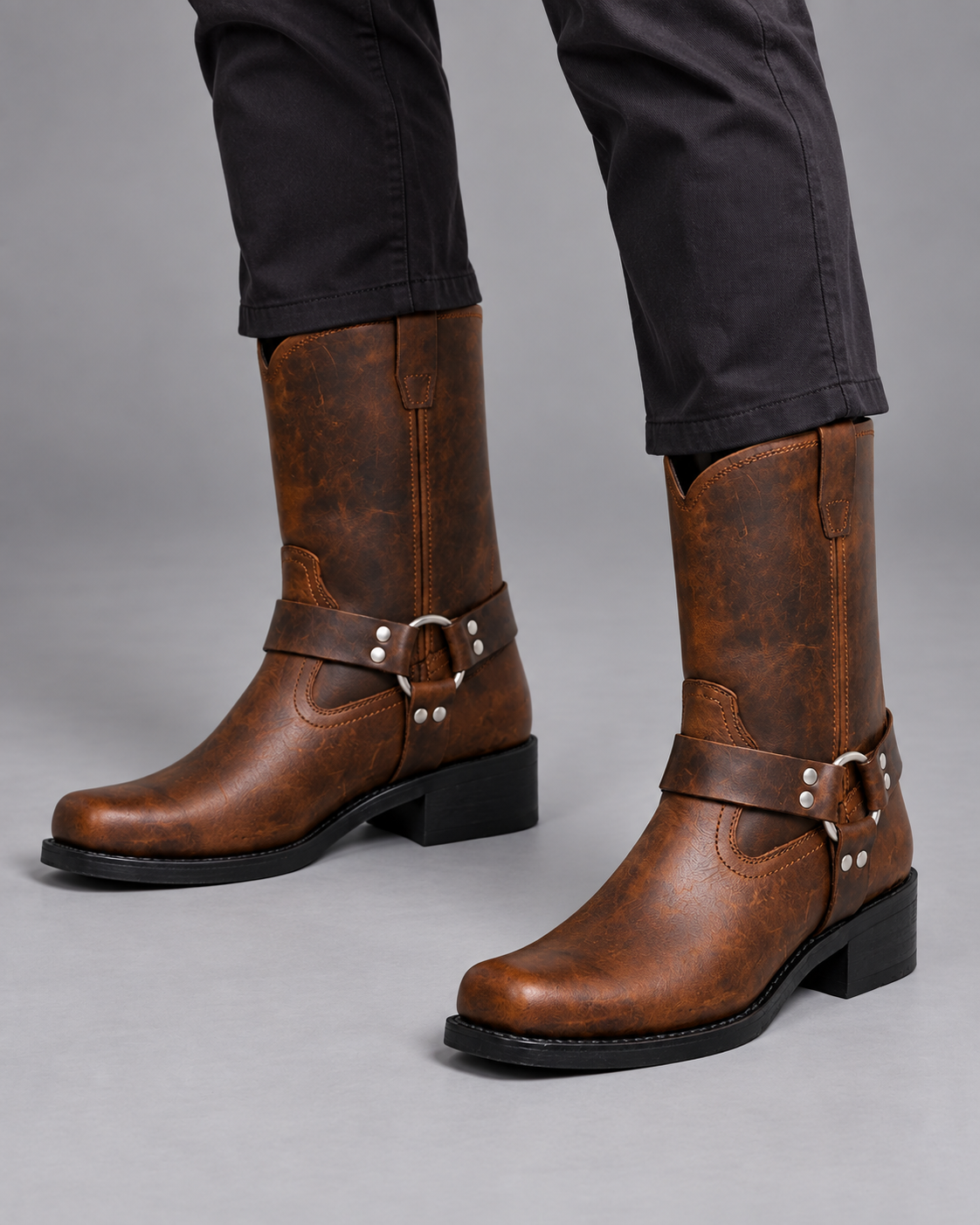 Carovalen Harness Mid-Calf Western Boots, view 3