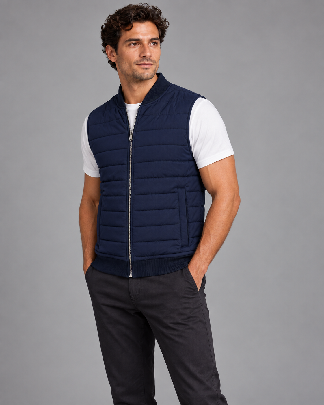 Carovalen Quilted Zip Gilet, view 2