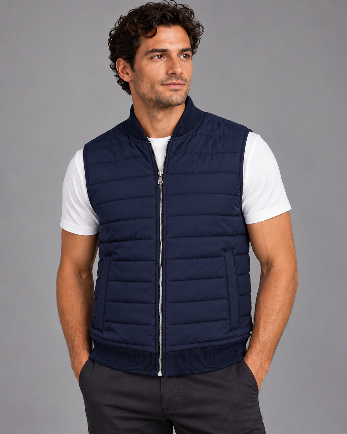 Carovalen Quilted Zip Gilet, view 3