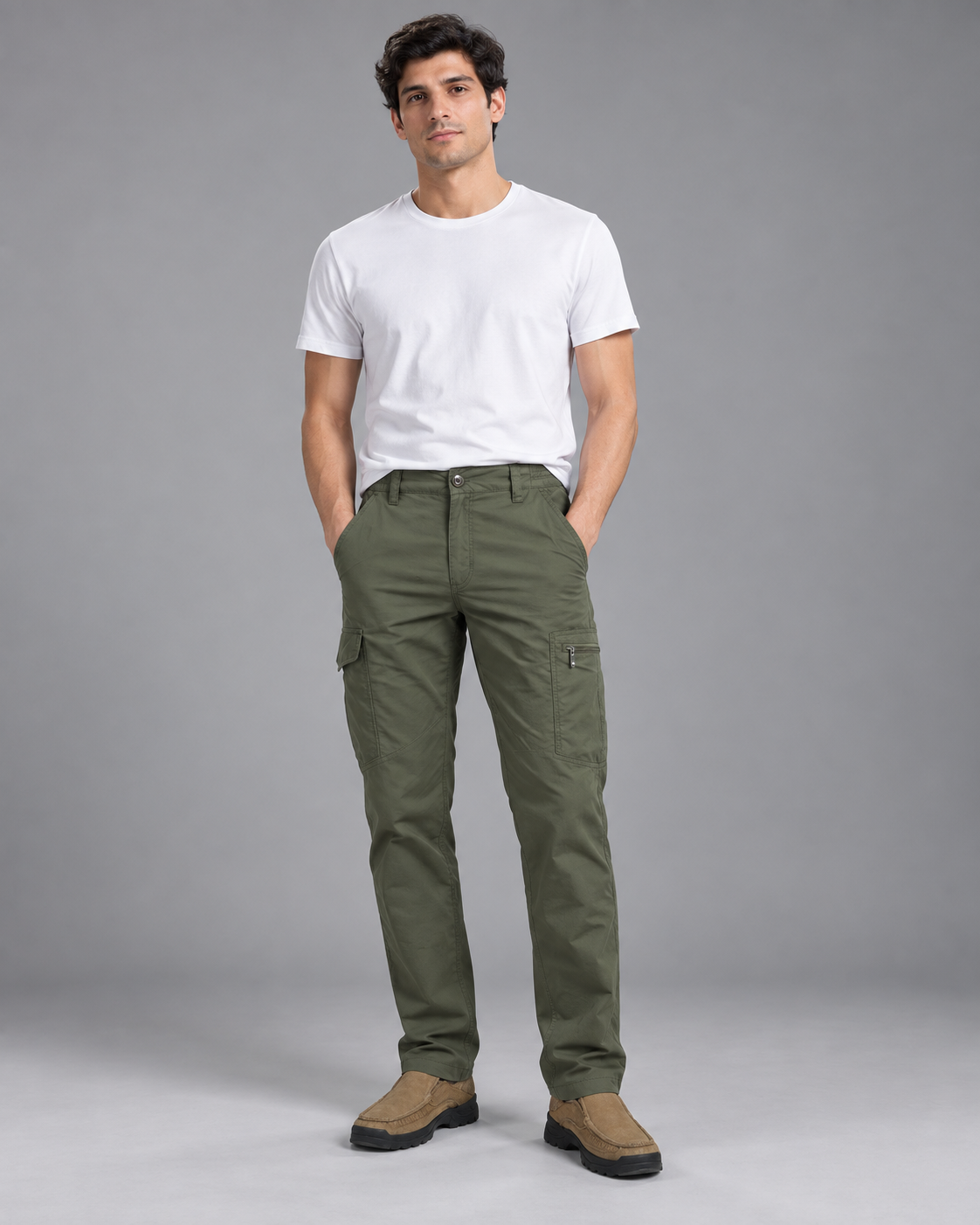 Carovalen Olive Cargo Trousers, view 1