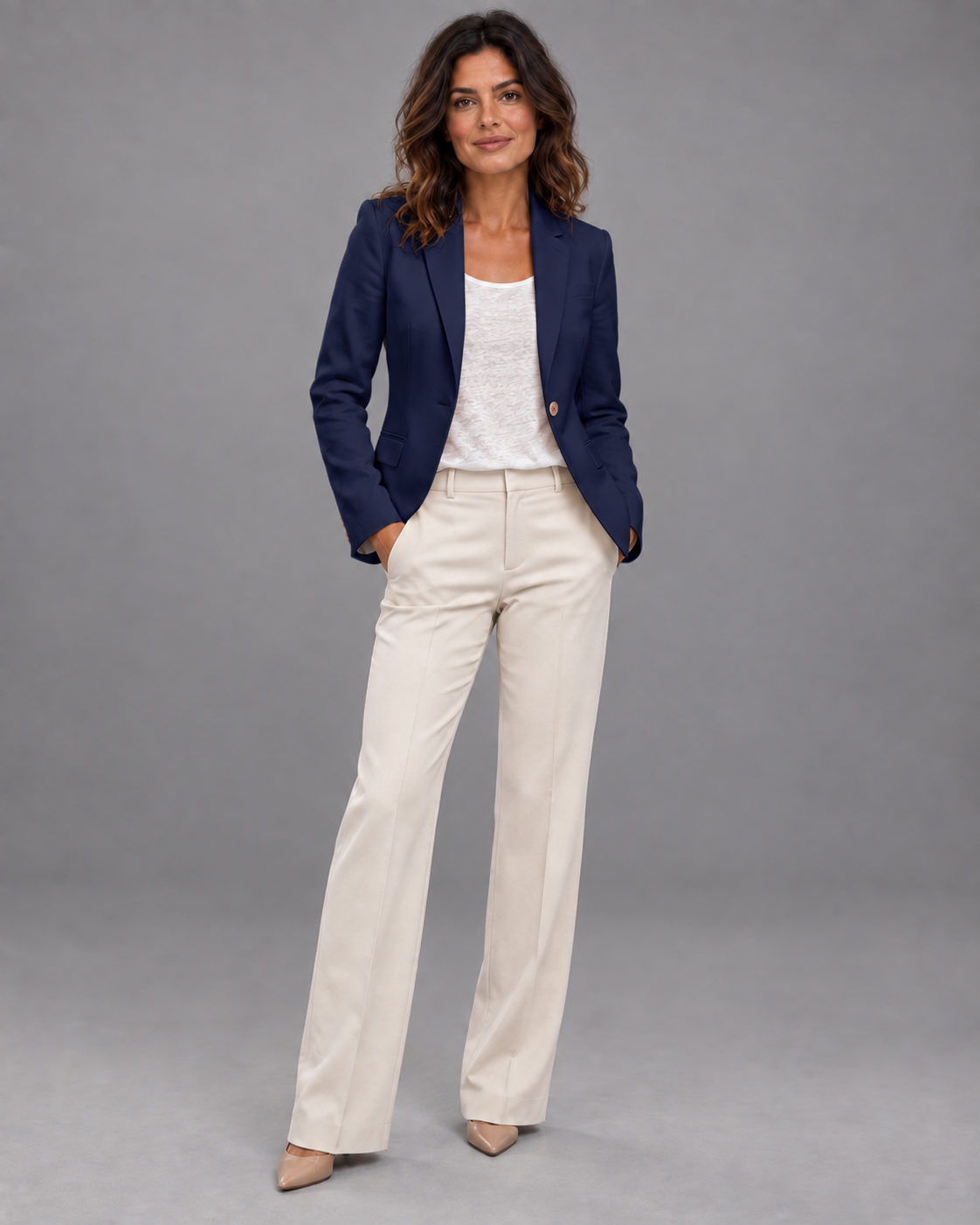 Carovalen Slim Lapel Blazer in Navy — digitally recoloured product image