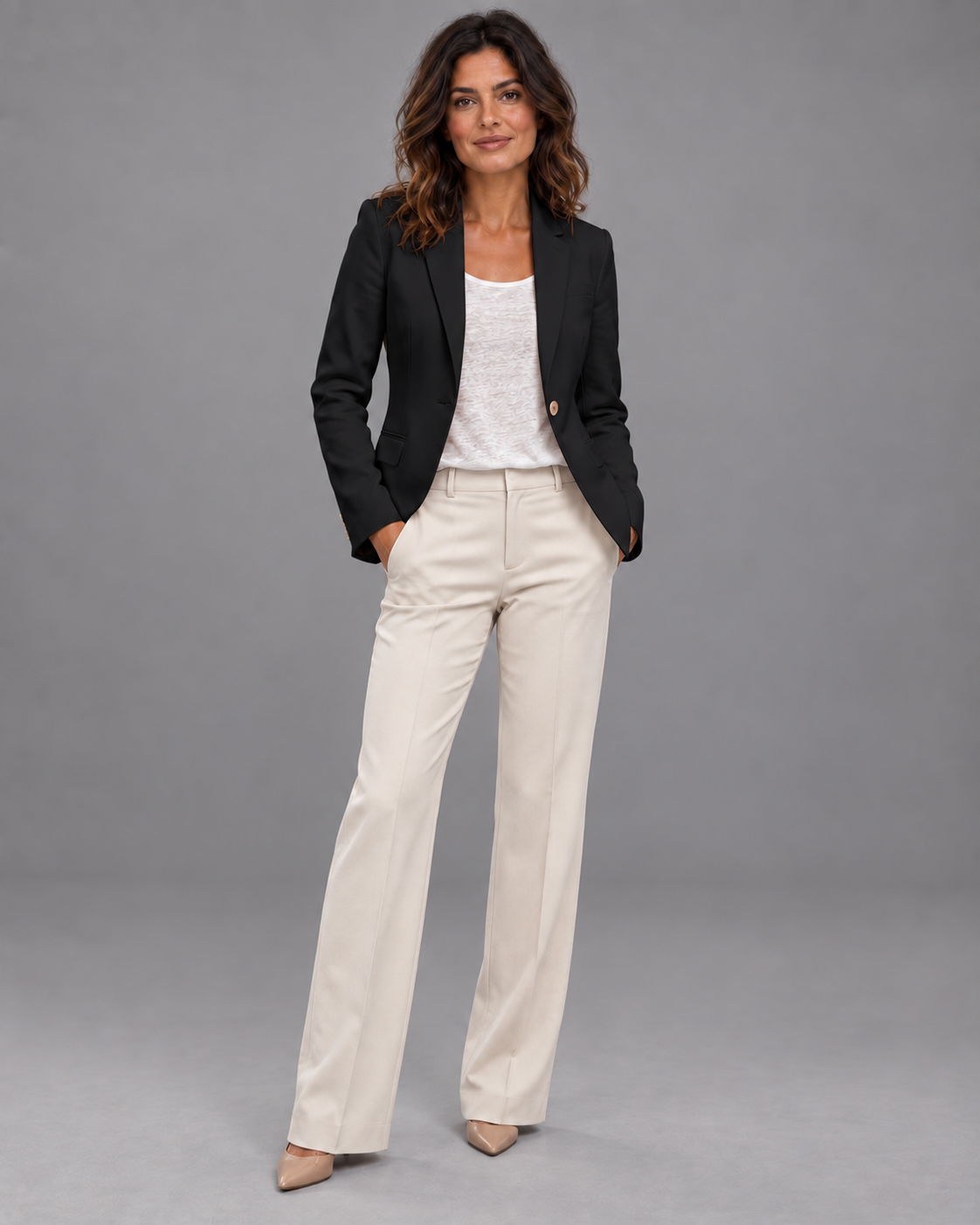 Carovalen Slim Lapel Blazer in Black — digitally recoloured product image