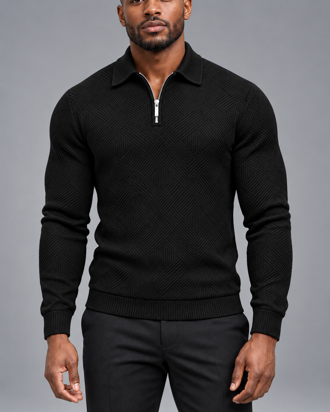 Carovalen Textured Quarter-Zip Jumper, view 3