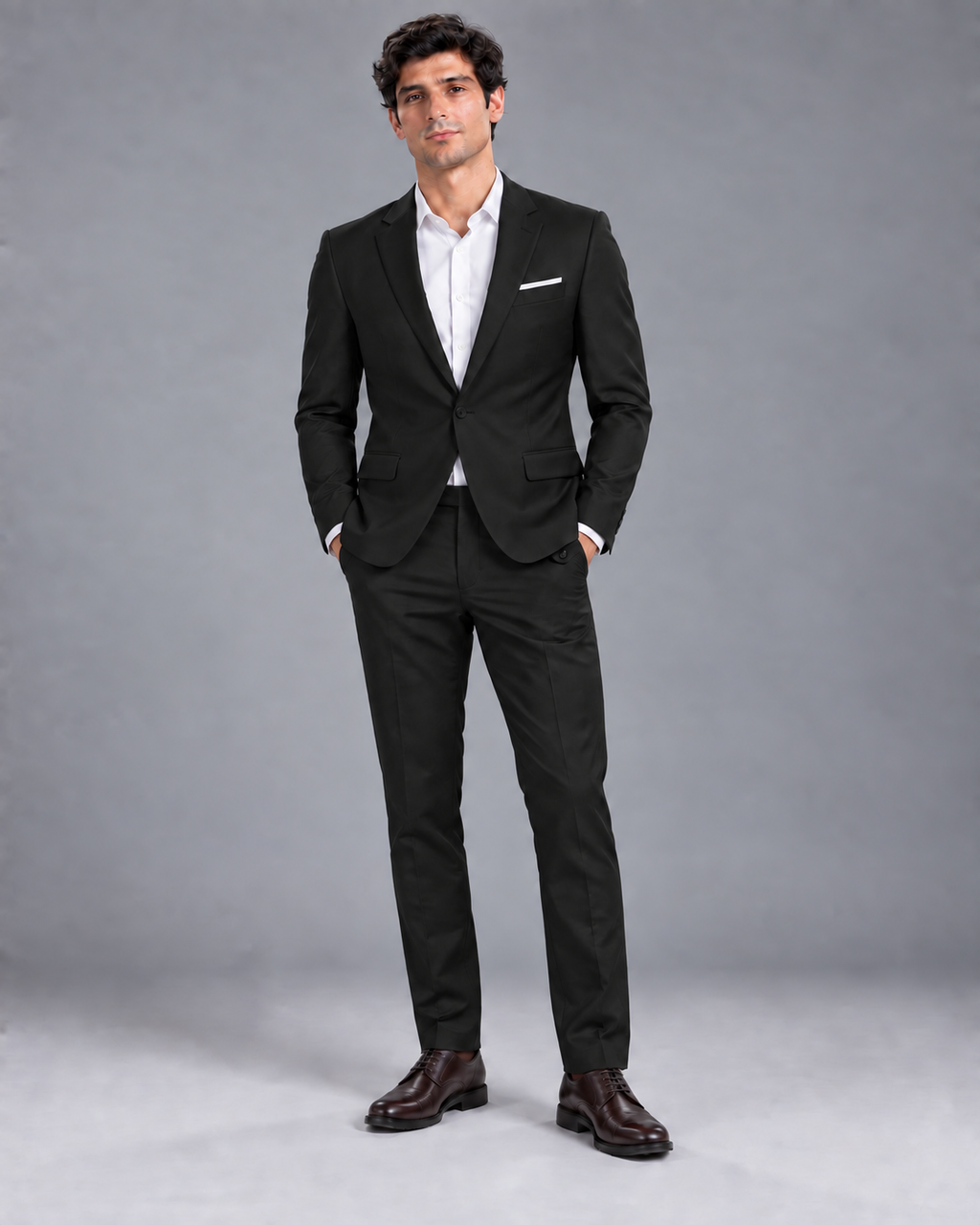 Carovalen Two-Piece Tailored Suit in Black — digitally recoloured product image