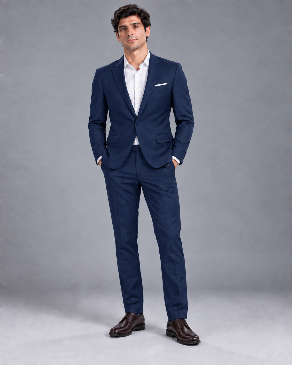 Carovalen Two-Piece Tailored Suit in Navy — digitally recoloured product image