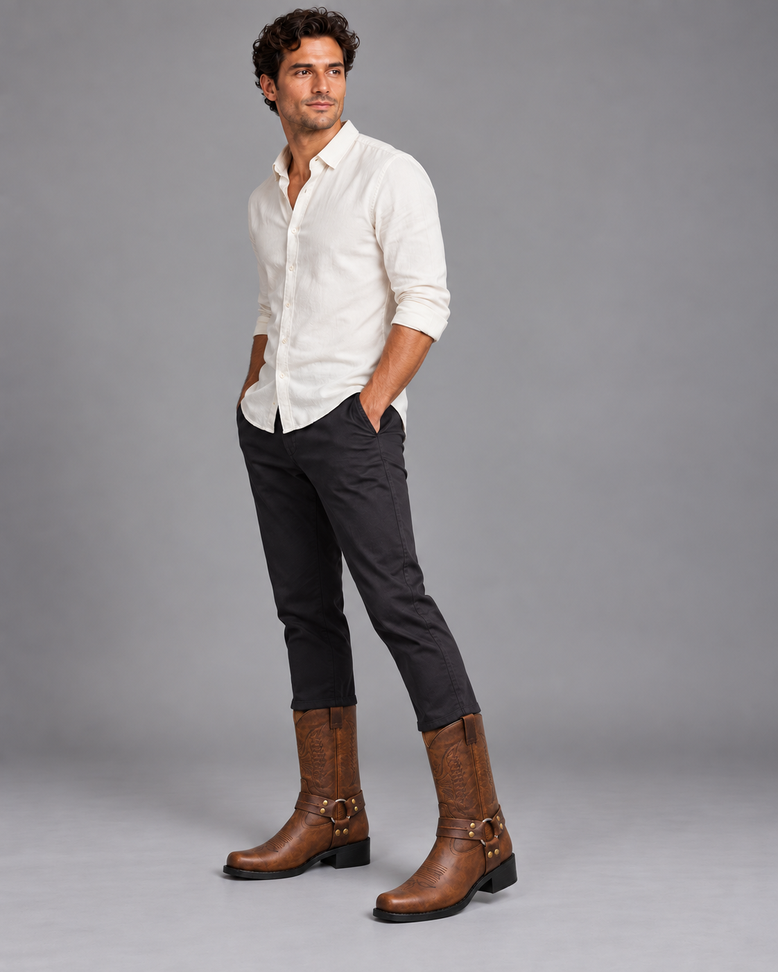 Carovalen Vintage Mid-Calf Western Boots, view 2