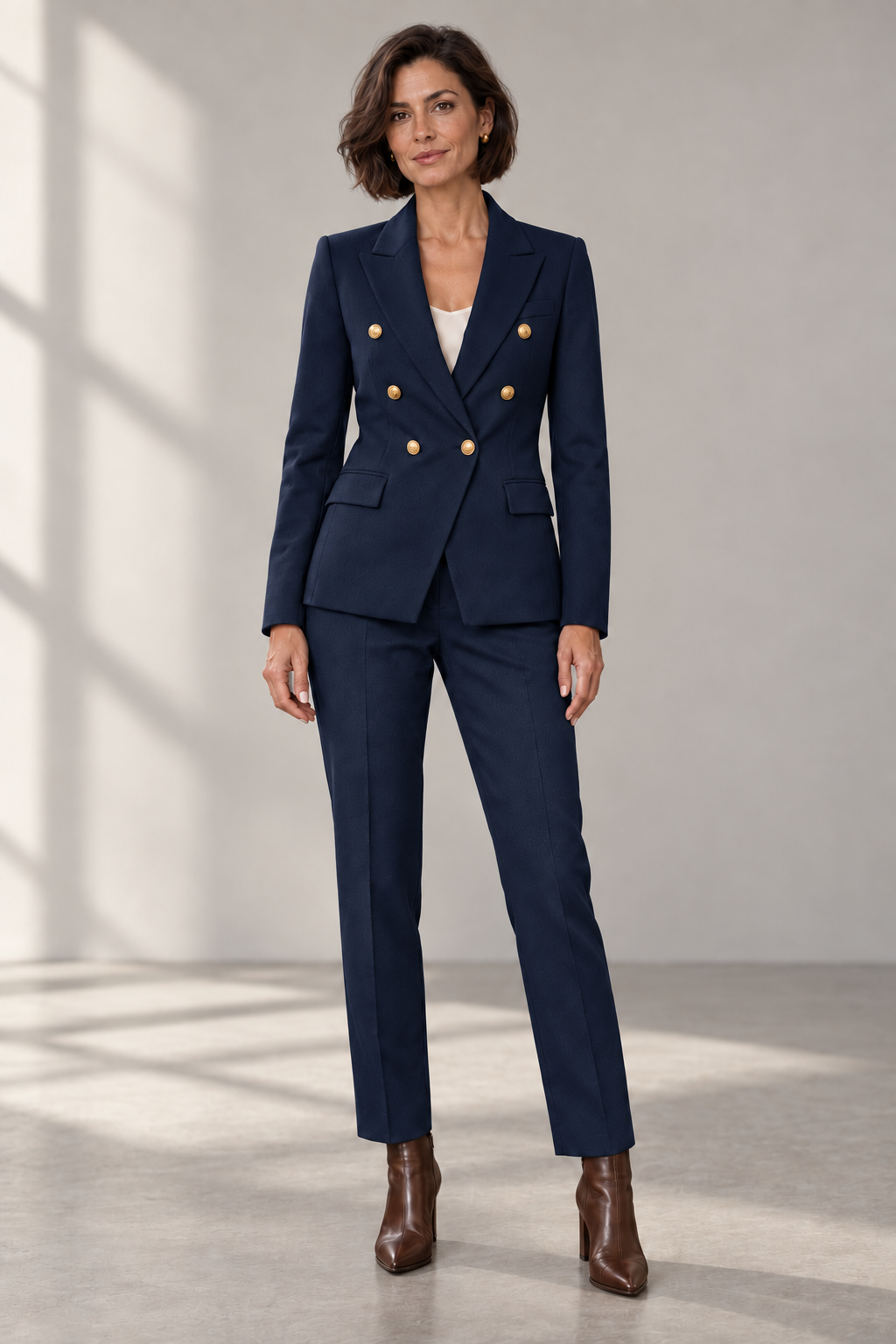 Serena Tailored Trouser Suit in Navy — digitally recoloured product image